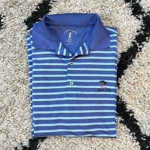 Fairway & Greene Light Purple and Blue Striped Golf Polo Shirt (M)